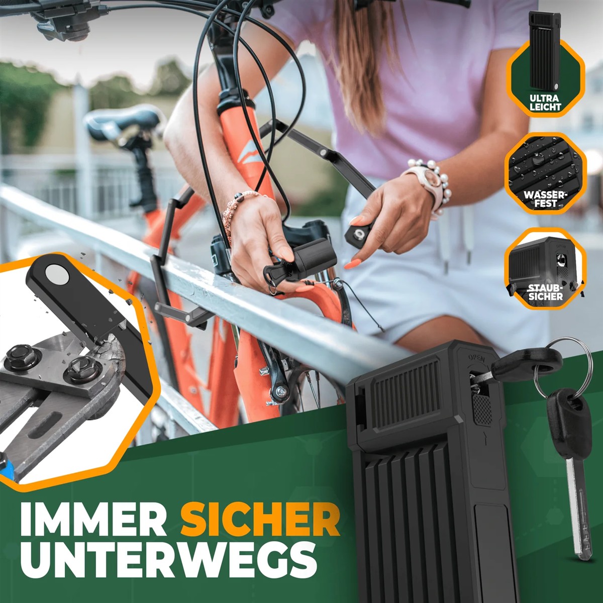 E-Bike, Batteriesicherung, Fahrradschloss, Ladegerät, Sicherheitsvorrichtung