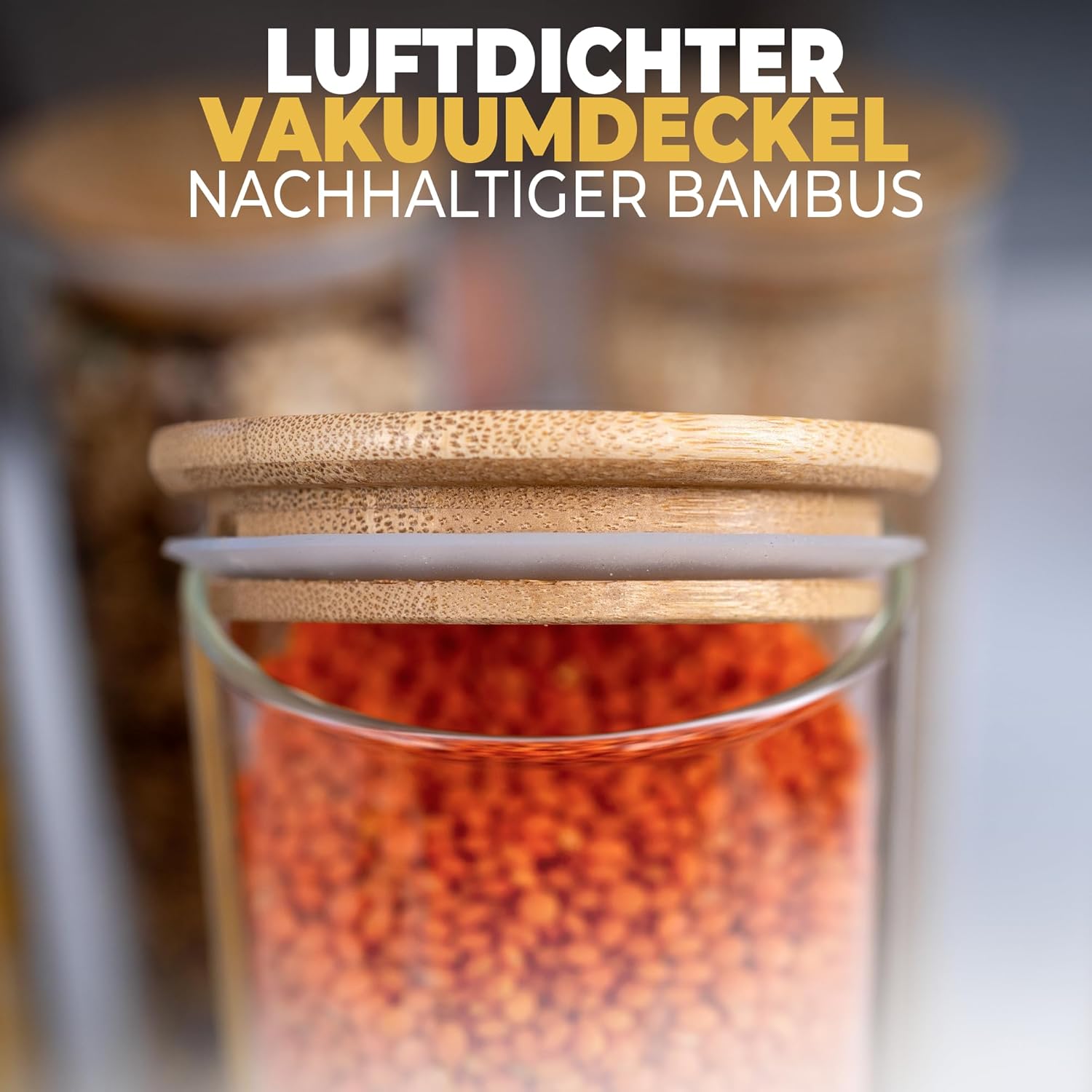 CLIDOR Vorratsgläser 5er Set mit Bambusdeckel