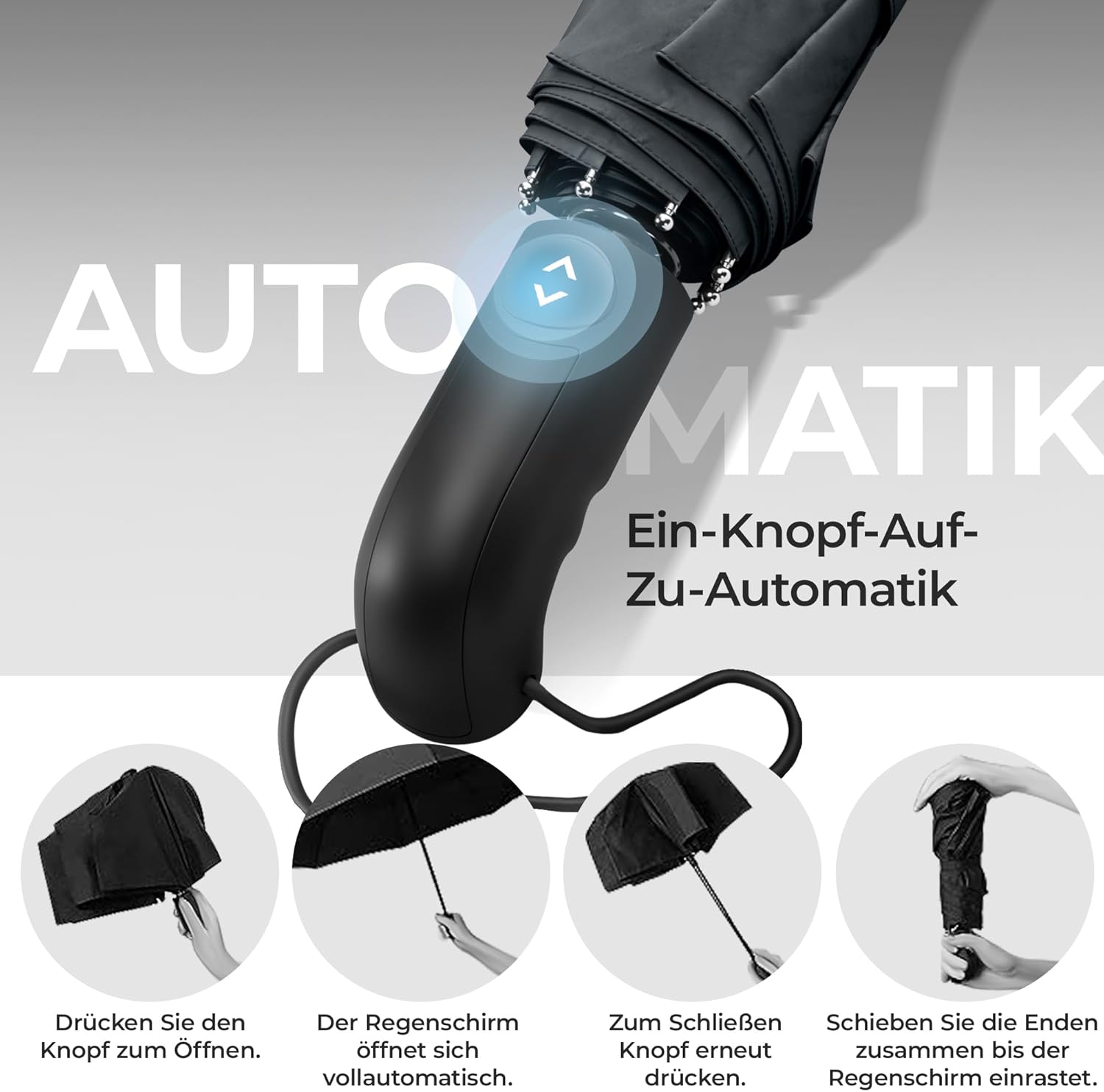 Wilford & Sons Regenschirm Taschenschirm Sturmfest + Auf-Zu Automatik Reiseschirm Taschenregenschirm Golfschirm Umbrella