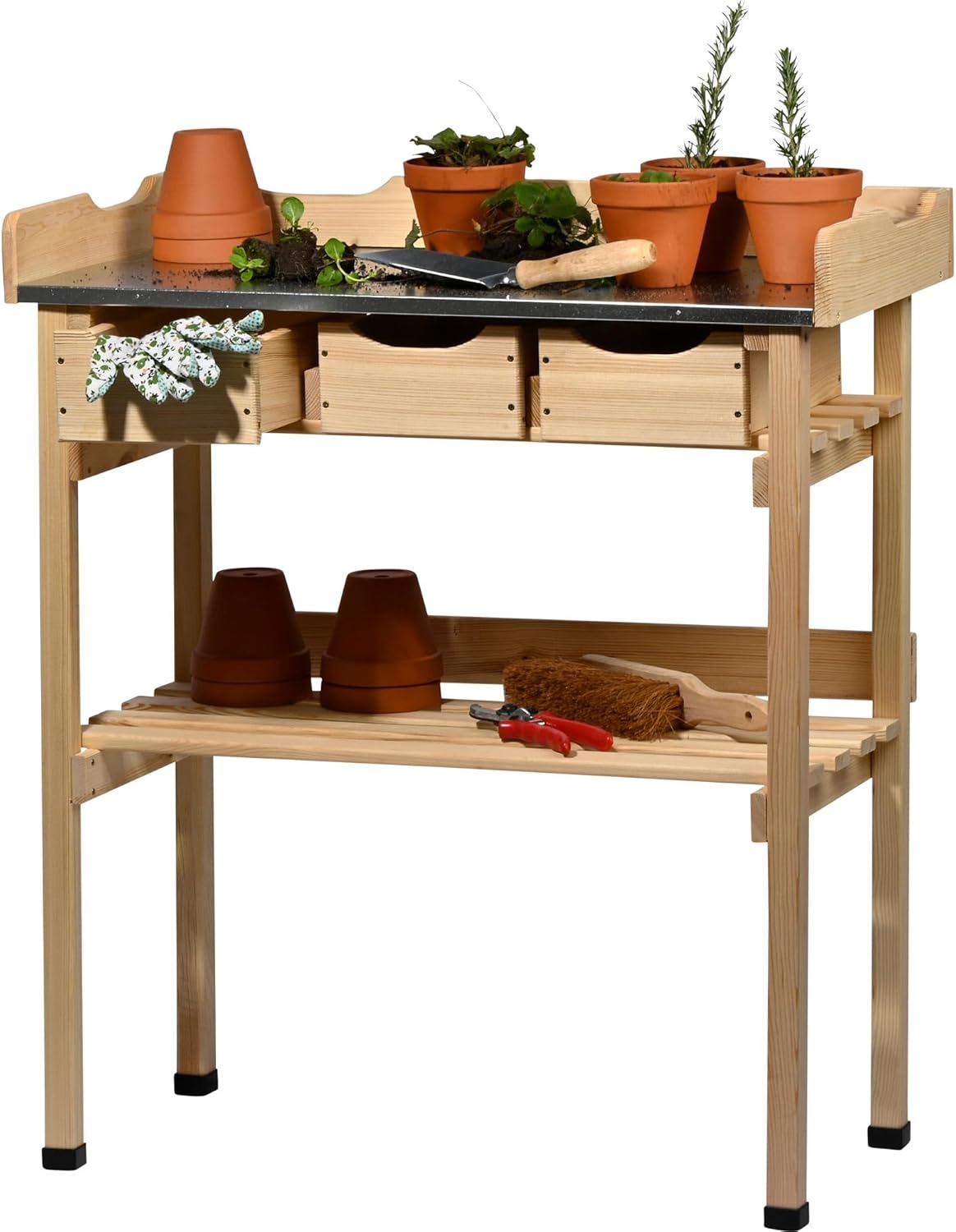 dobar Pflanztisch 78x38x88 cm mit 3 Schubladen
