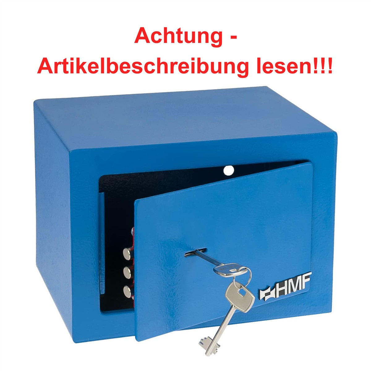 HMF Safe Tresor klein mit Schlüssel Möbeltresor blau #2244
