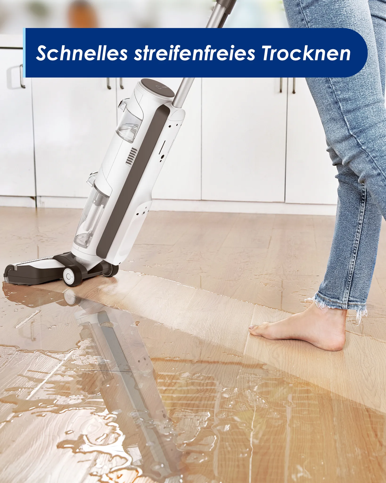 Tineco iFloor 3 Breeze Plus kabelloser Nass-Trockensauger, tragbar und leicht, leiser Betrieb, geeignet für Hartböden mit Ersatzbürste Selbstreinigung schnelles Trocken streifenfrei