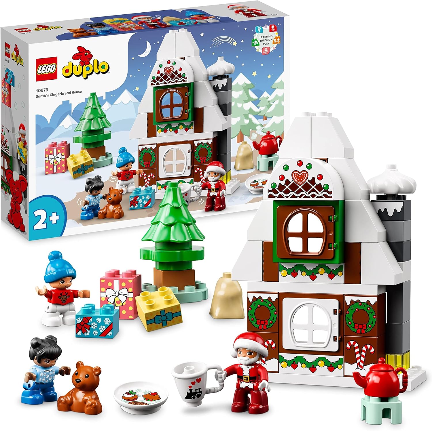 LEGO 10976 DUPLO Lebkuchenhaus mit Weihnachtsmann Figur Weihnachtshaus Spielzeug Bausteine Lernspielzeug