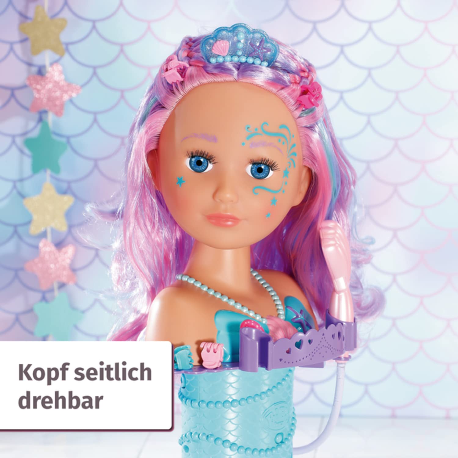 Zapf Creation 830550 BABY born Sister Styling Head Meerjungfrau Schminkkopf Frisierkopf Duschkopf