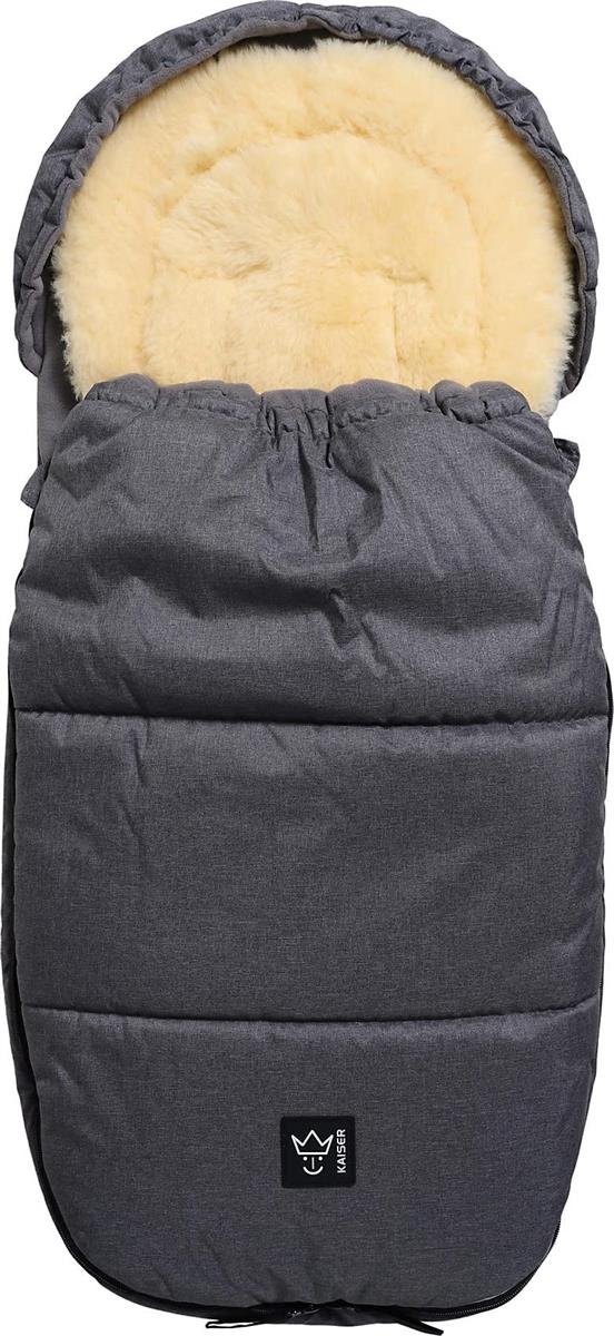 Kaiser 65767325 LUKKY LOOK Thermo Fußsack mit Lammfelleinlage, black melange