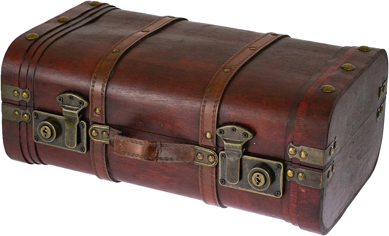 HMF 2er Set Schatztruhe Peru Vintage Koffer Schatzkiste Holztruhe