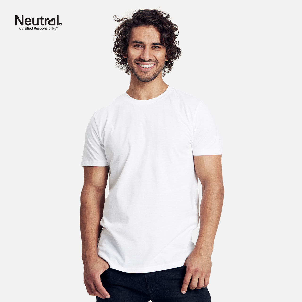Herren-T-Shirt, weiß, Kurzarm, Rundhalsausschnitt, unifarben