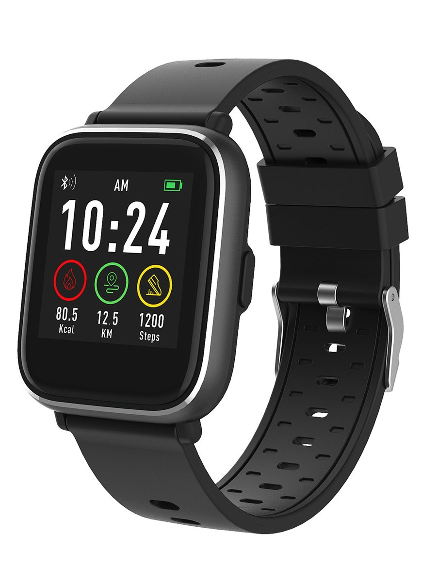 Smartwatch, Touchscreen, Siliconeband, Schwarz, GPS