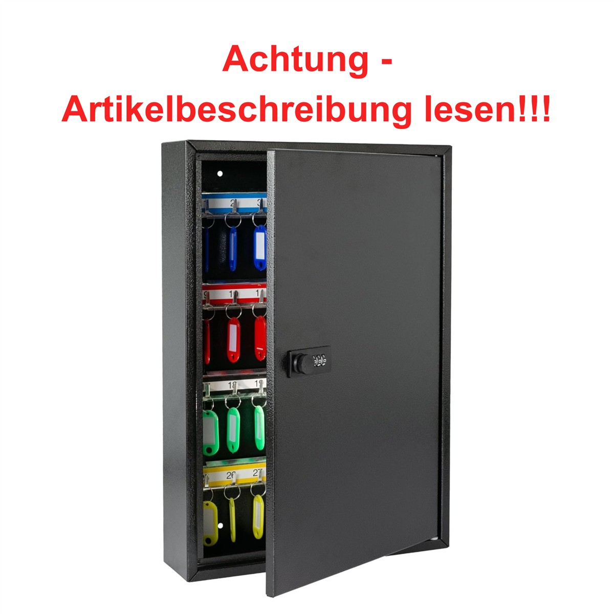 HMF Schlüsselschrank mit Zahlencode Schlüsselkasten groß 64 Haken Schwarz 2302
