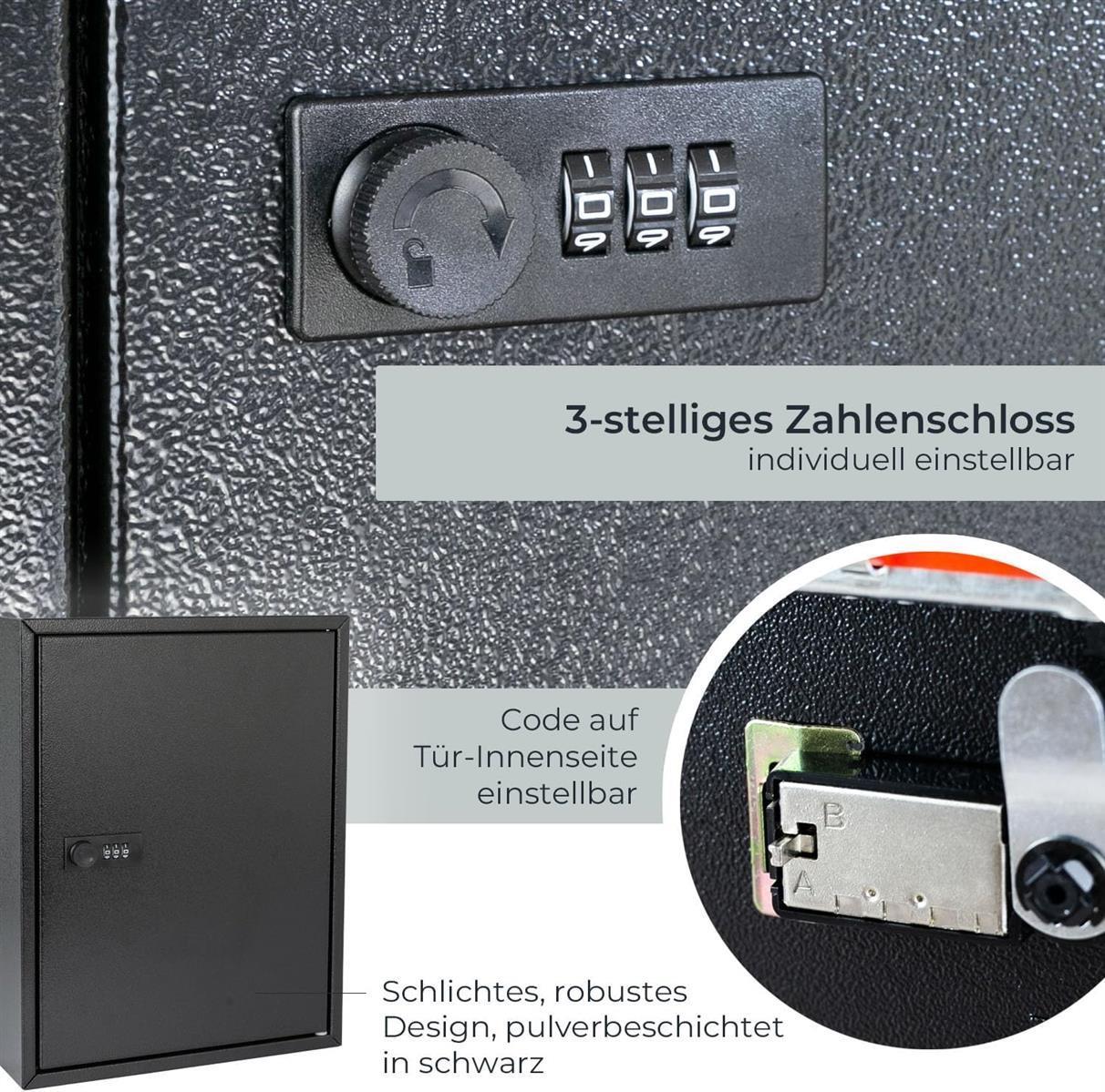 HMF Schlüsselschrank mit Zahlencode Schlüsselkasten schwarz #1679