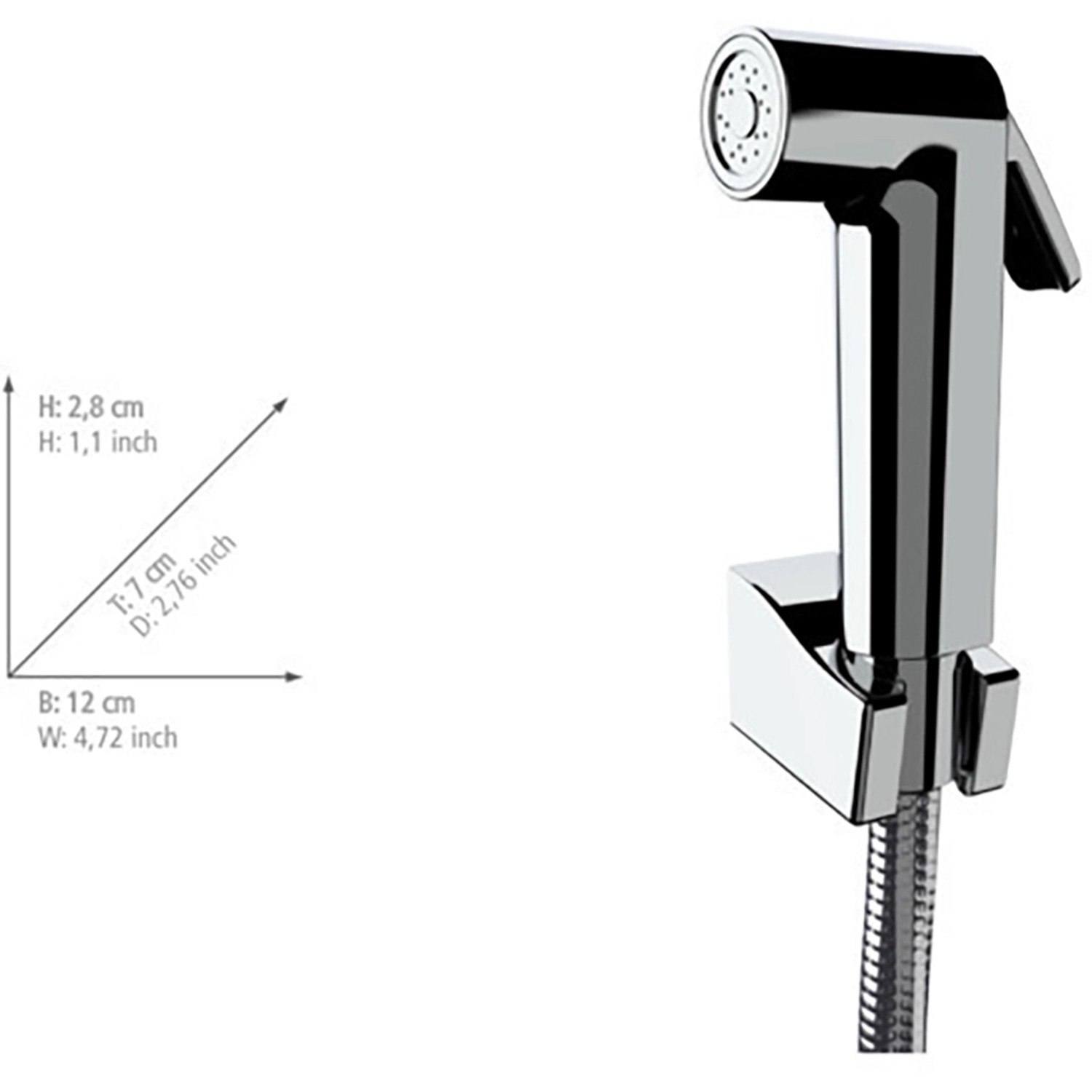 Wenko Bidet Set Watersaving Kunststoff (ABS) 12 x 2.8 x 7 cm Chrom
