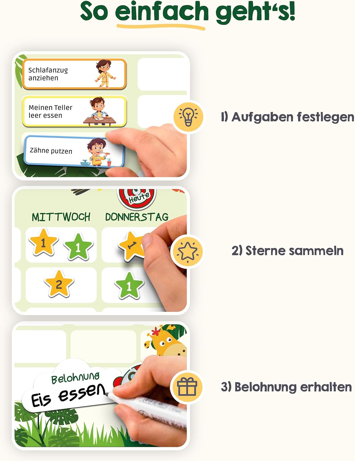Tagesplan, Zahnputzen, Stadtplan, Sternen sammeln, Belohnung