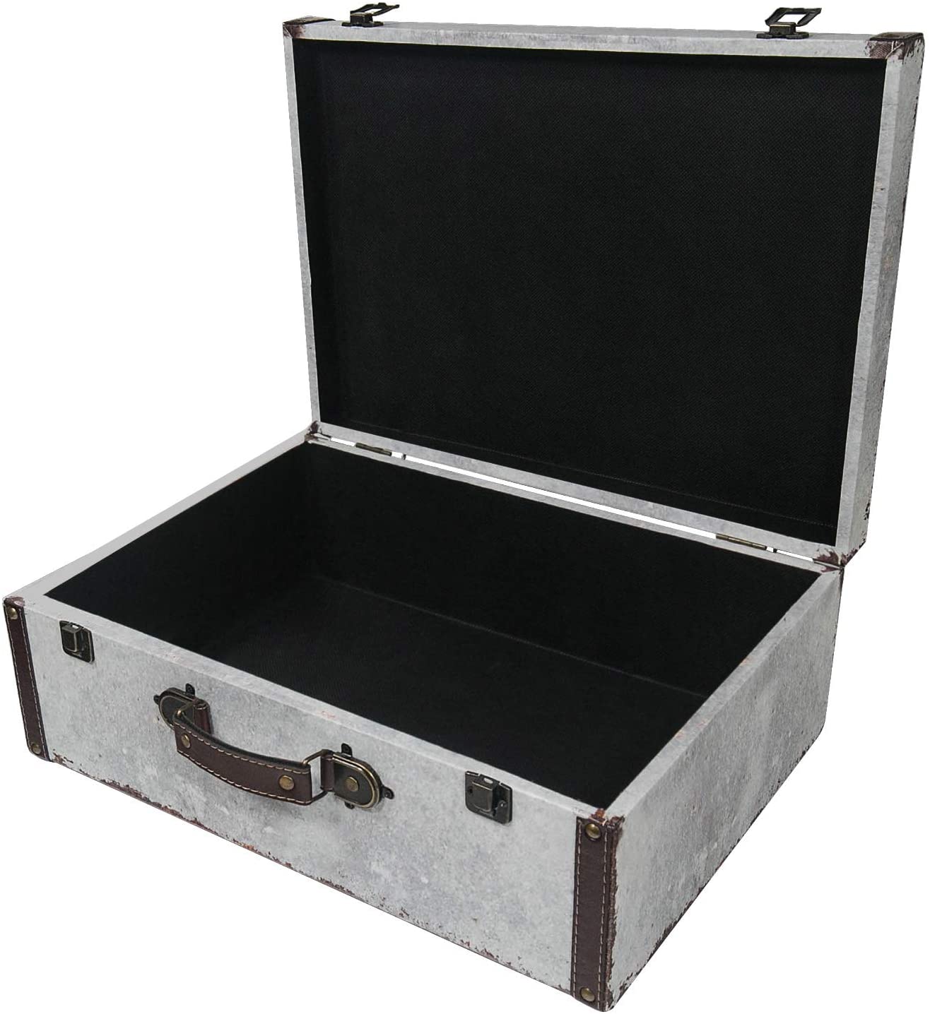 HMF 2er Set Schatztruhe Vintage Koffer aus Holz Weltkarte