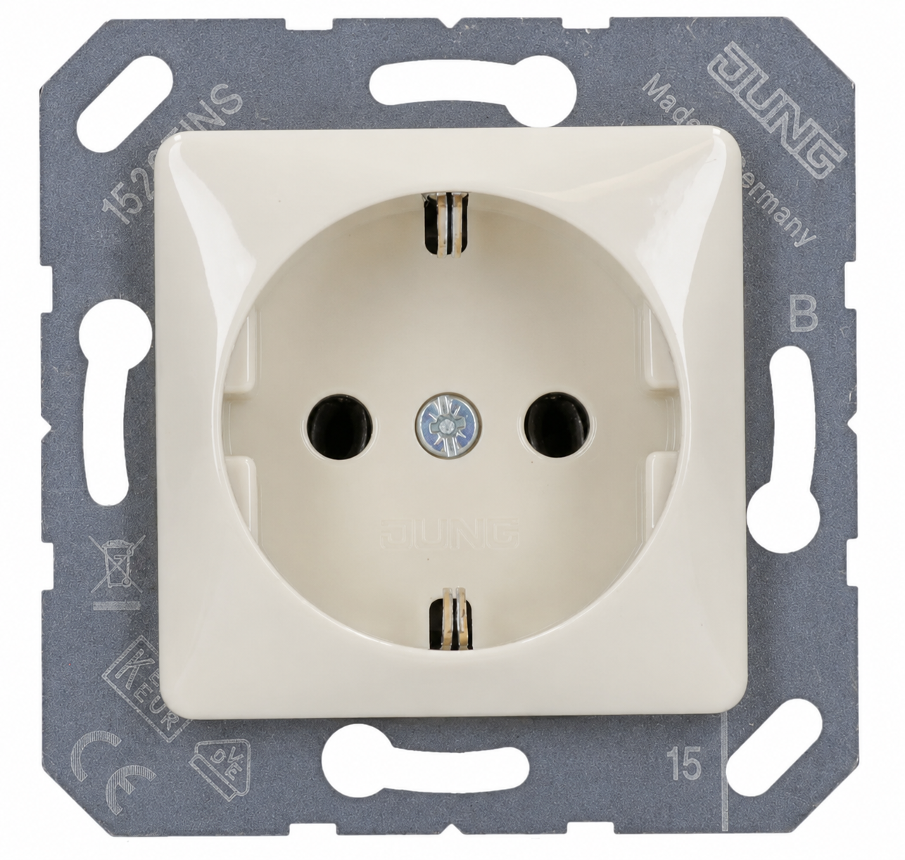 SCHUKO Steckdose Klappdeckel Thermoplast bruchsicher Weiß - Jung CD5120BF