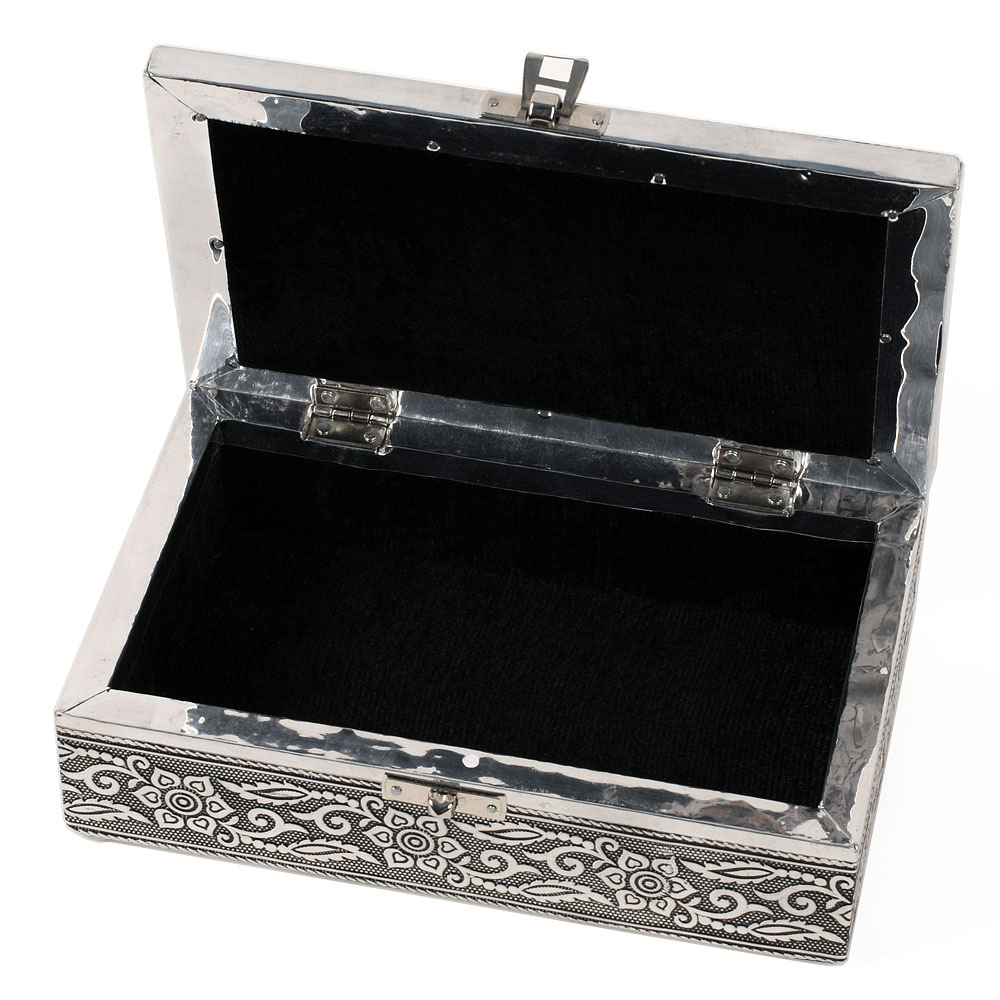 Schmuckbox aus Aluminium, verschiedene Designs, 20 x 12 x 6 cm