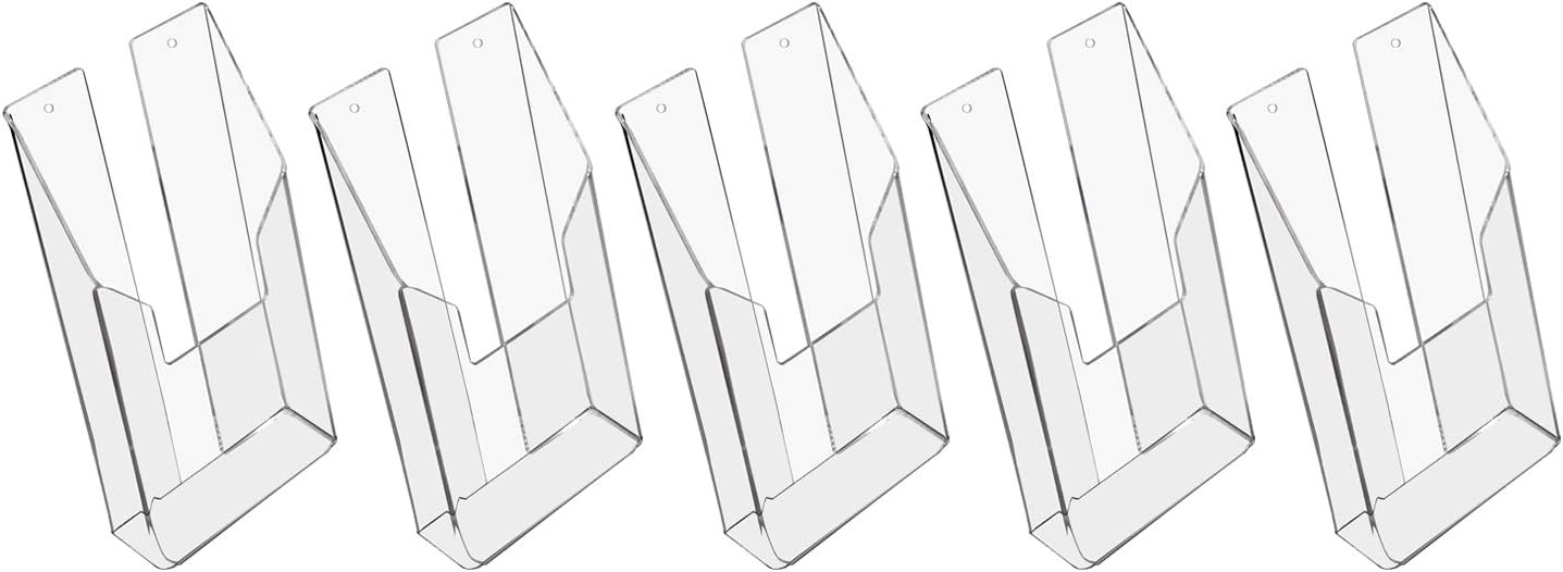 HMF 5x Wand Prospekthalter aus Acryl DIN A6 Hochformat