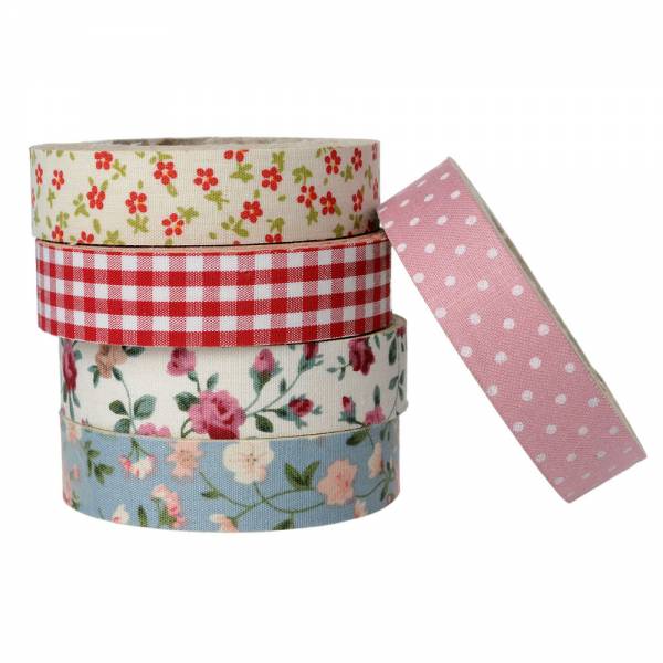 Selbstklebende Stoffbänder SET 5x Masking Tape, Washi Tape, Breite: 15 mm, Länge: 5 m