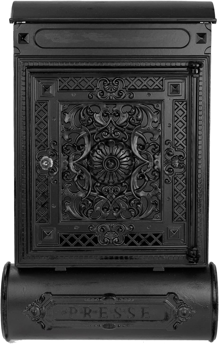 HMF Briefkasten Antik mit Zeitungsfach Vintage Postkasten aus Aluguss 57 x 35 x 10 cm Schwarz