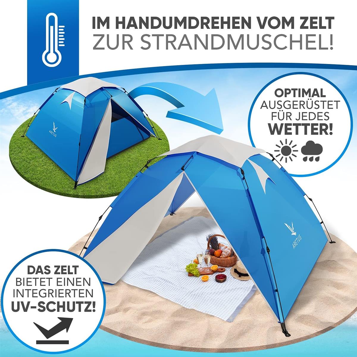 Zelt, Campingzelt, Lagerzelt, blaues Zelt, UV-Schutz