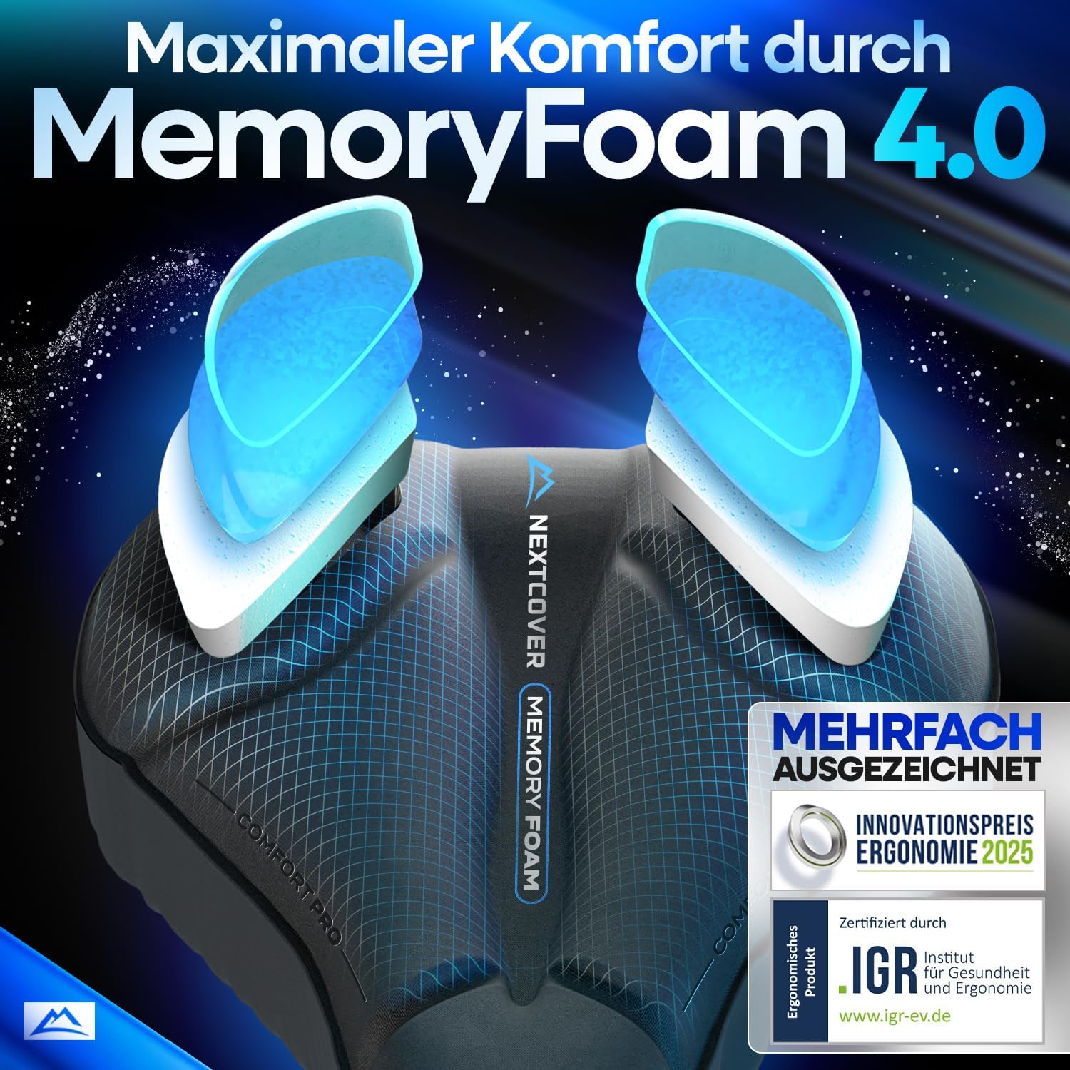 Nextcover Fahrradsattel Trekking Überzug CoverPro mit Memory-Foam 4.0 - Ergonomischer Gel Sattelbezug Fahrrad - Sattelüberzug gepolstert Fahrradsitz Polster