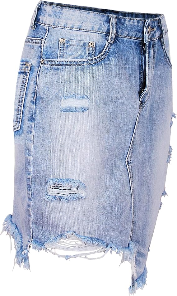 Fraternel Damen Rock Jeansrock Denim Vintage Destroyed Gr. 38/M