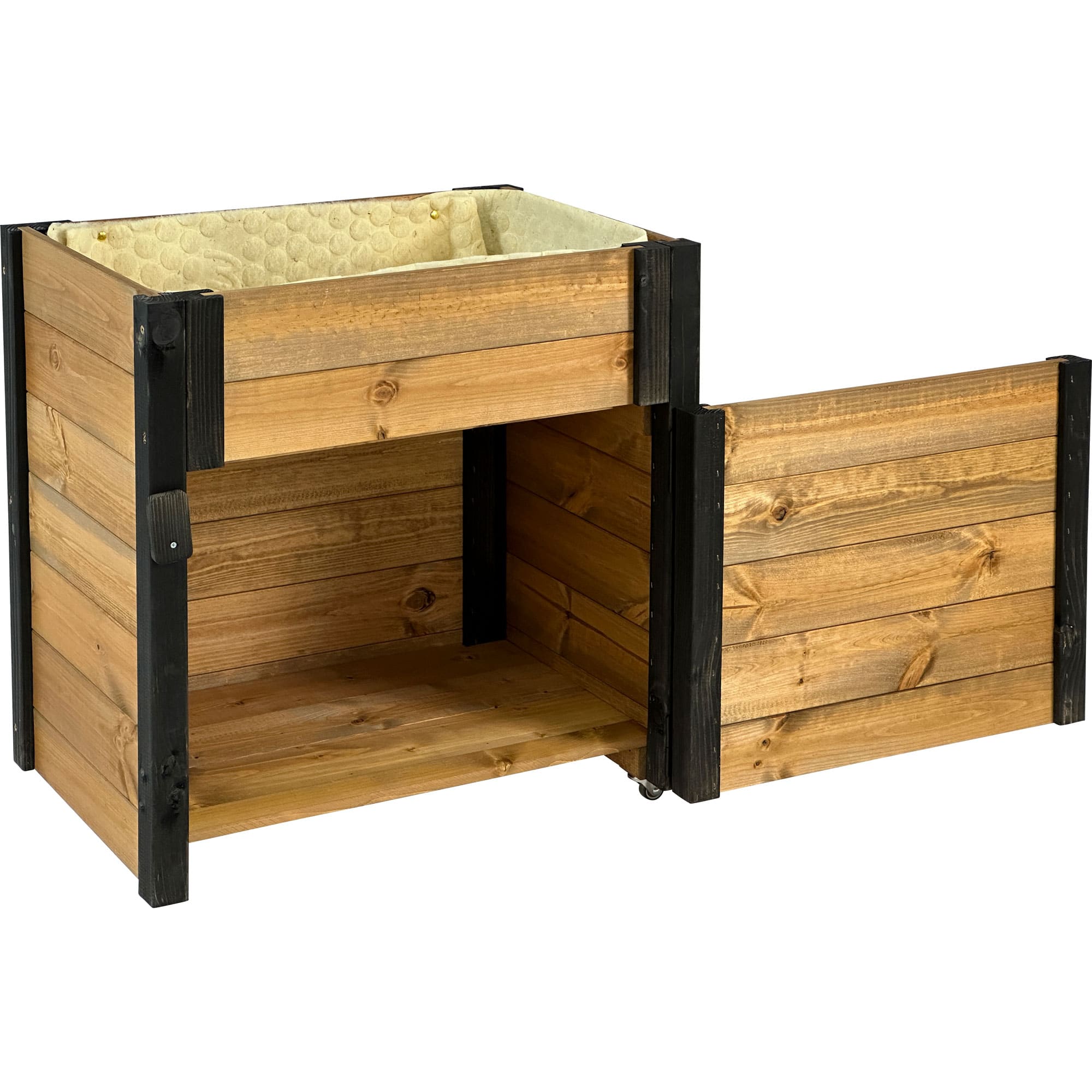 Dobar Rollbares Hochbeet mit Schafswoll Blumenbeet zum bepflanzen Hocbeet schwarz