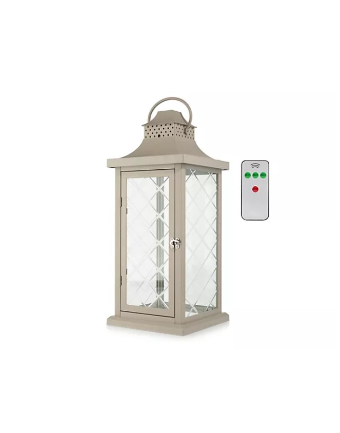 Laterne, Gartendeko, LED-Lampe, Glasfenster, Fernbedienung
