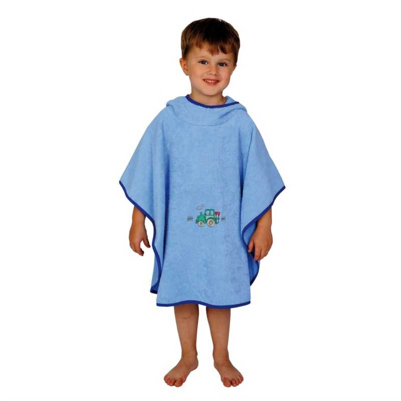 Wörner 045986 Badeponcho Traktor hellblau 60 x 75cm