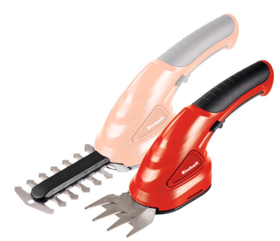 handheld trimmer, multi-tool, peach and red, adjustable handle, electric
