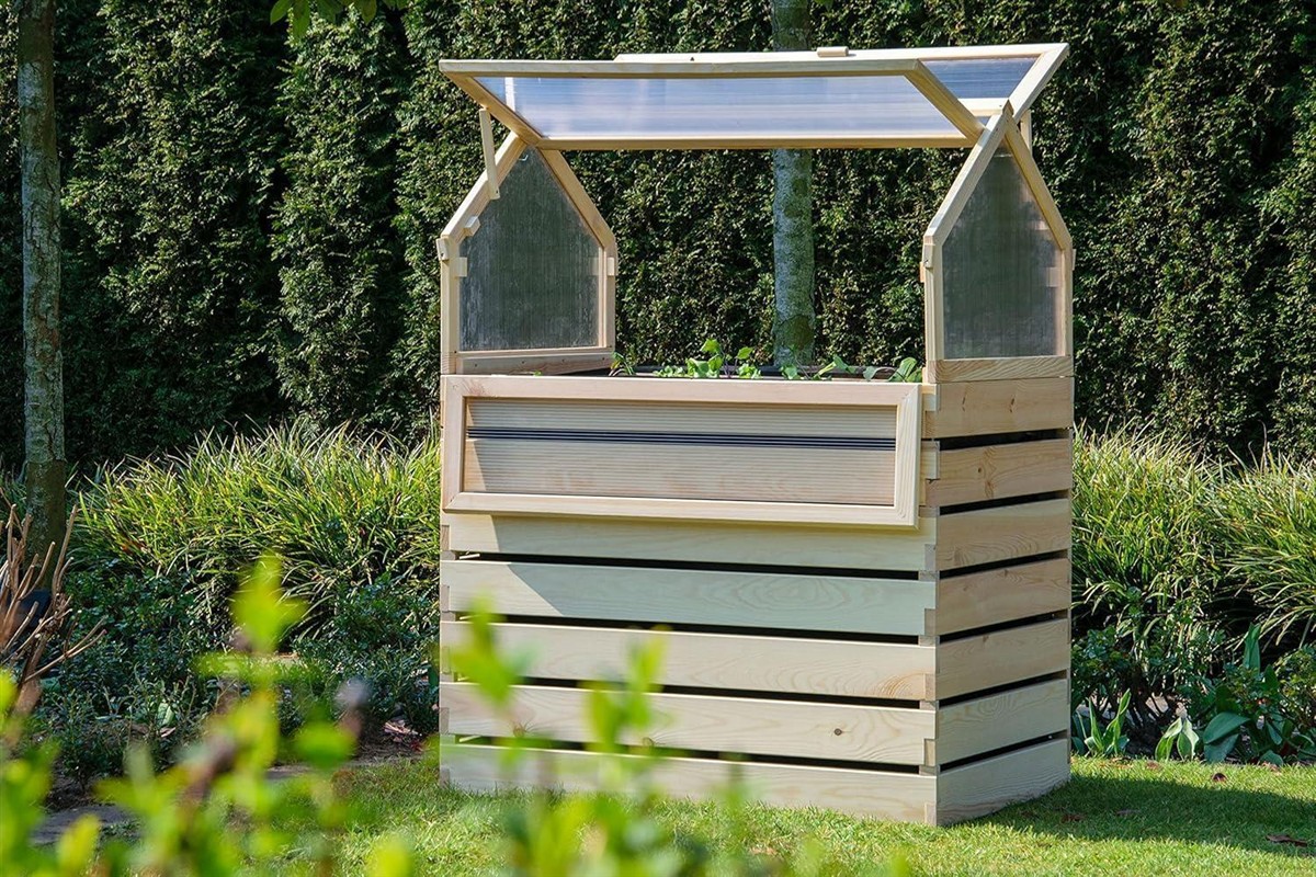 holzrahmen, grillbox, hochbeet, holzbau, transparentes dach