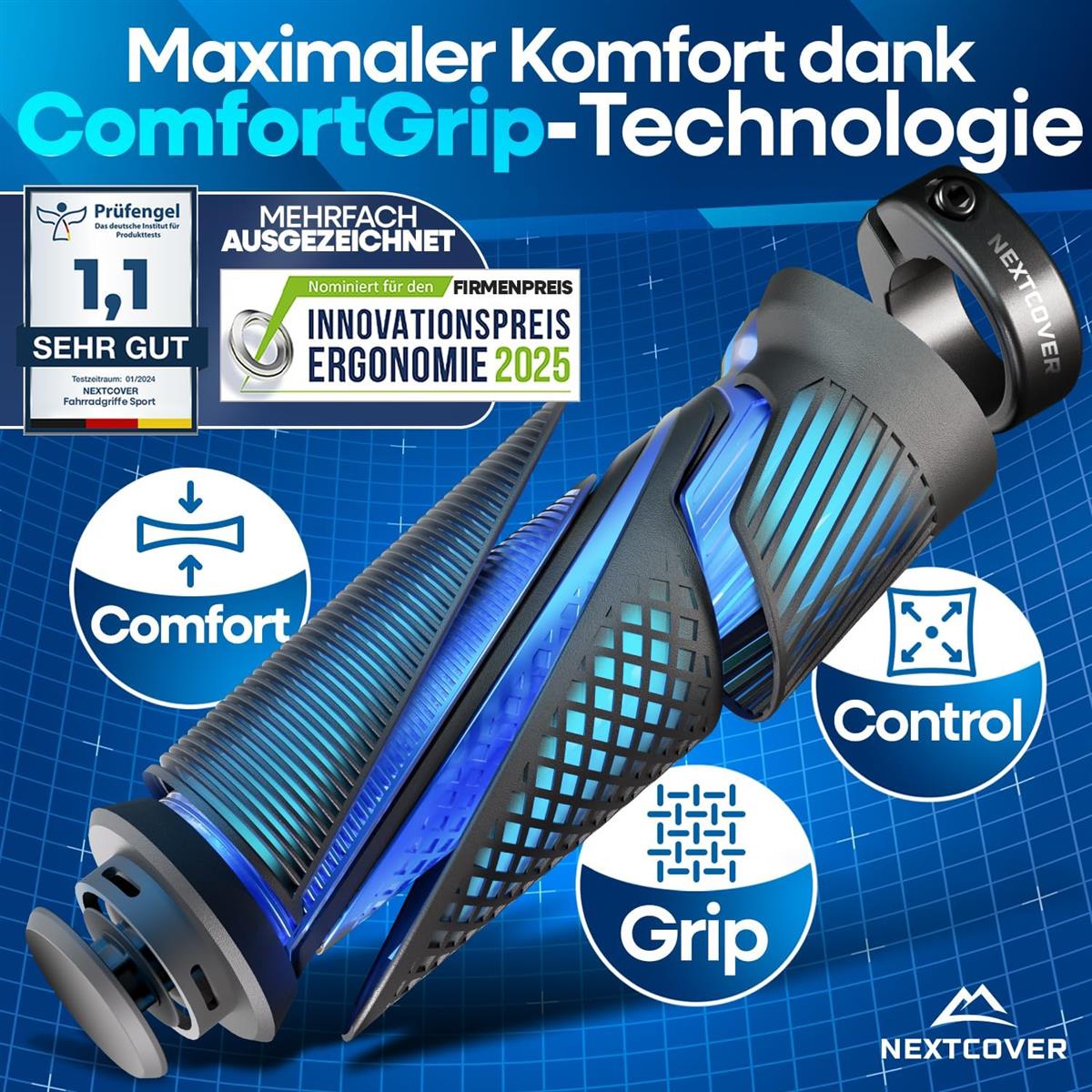 NEXTCOVER Fahrradgriffe Sport ergonomisch mit Comfort Grip Lenkergriffe Fahrrad Griffe