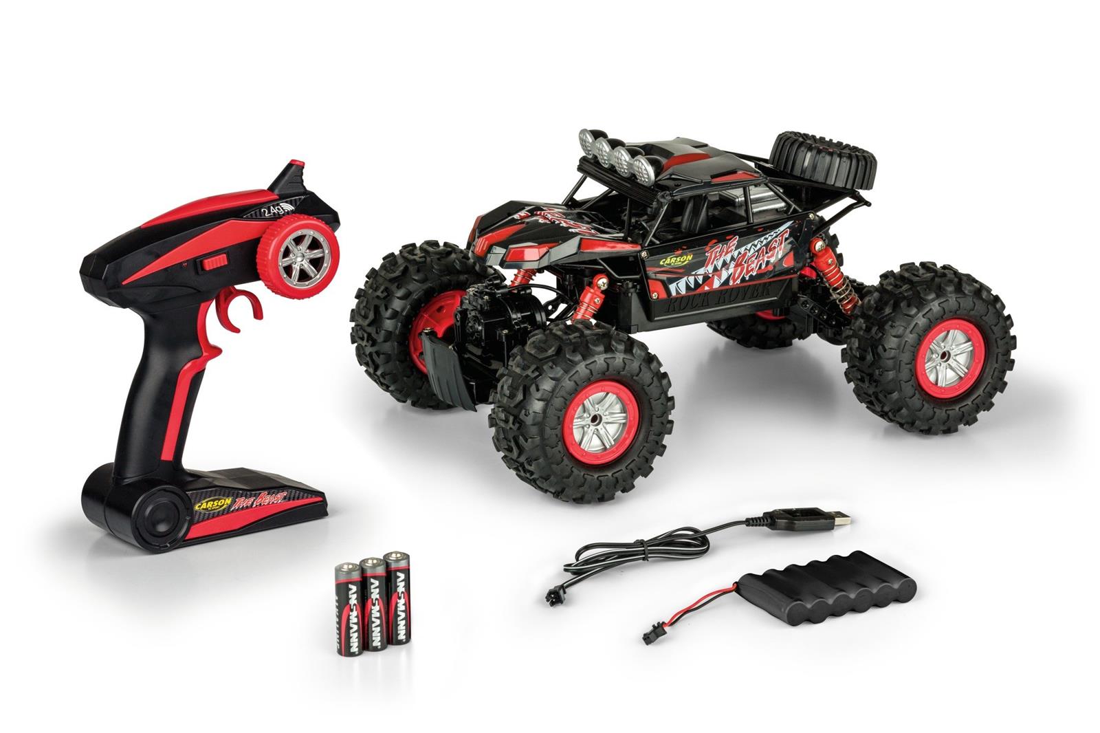 Carson 500404130  The Beast 1:12 – RC-Auto als Amphibienfahrzeug, 100% RTR, für Land und Wasser, robust und wasserfest, mit 2.4G Fernsteuerung, Schwarz