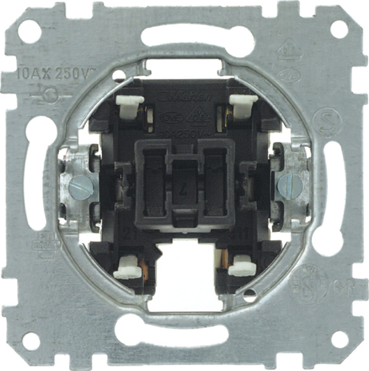 Lichtschalter-Einsatz, Wechselschalter, Metallrahmen, schwarzer Schalter, 10AX 250V