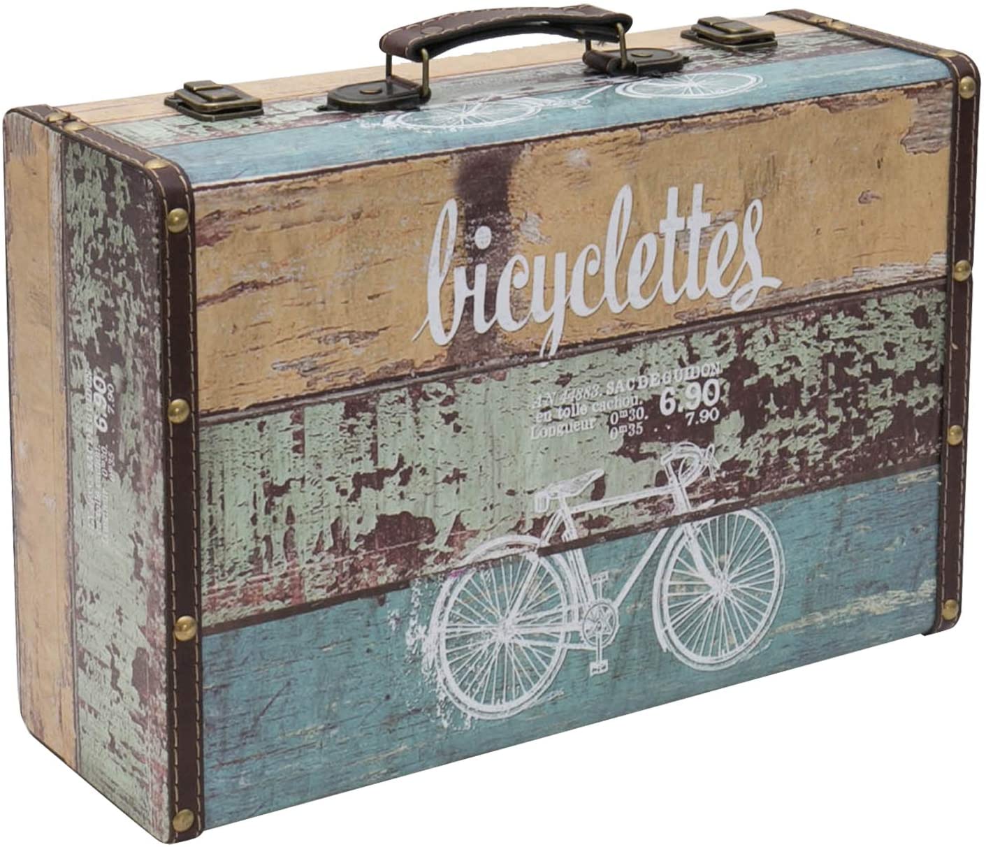 HMF 2er Set Schatztruhe Vintage Koffer aus Holz Fahrrad