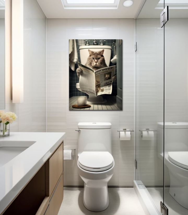 Wandbild Katze auf Toilette 30x40cm HDF