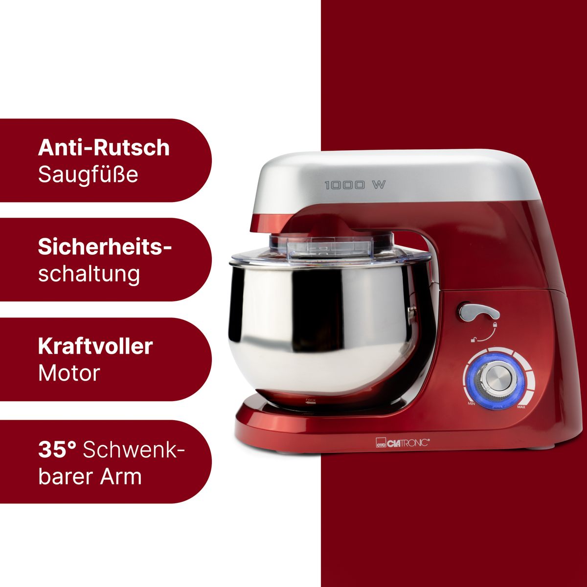 Clatronic Knetmaschine KM 3709 rot