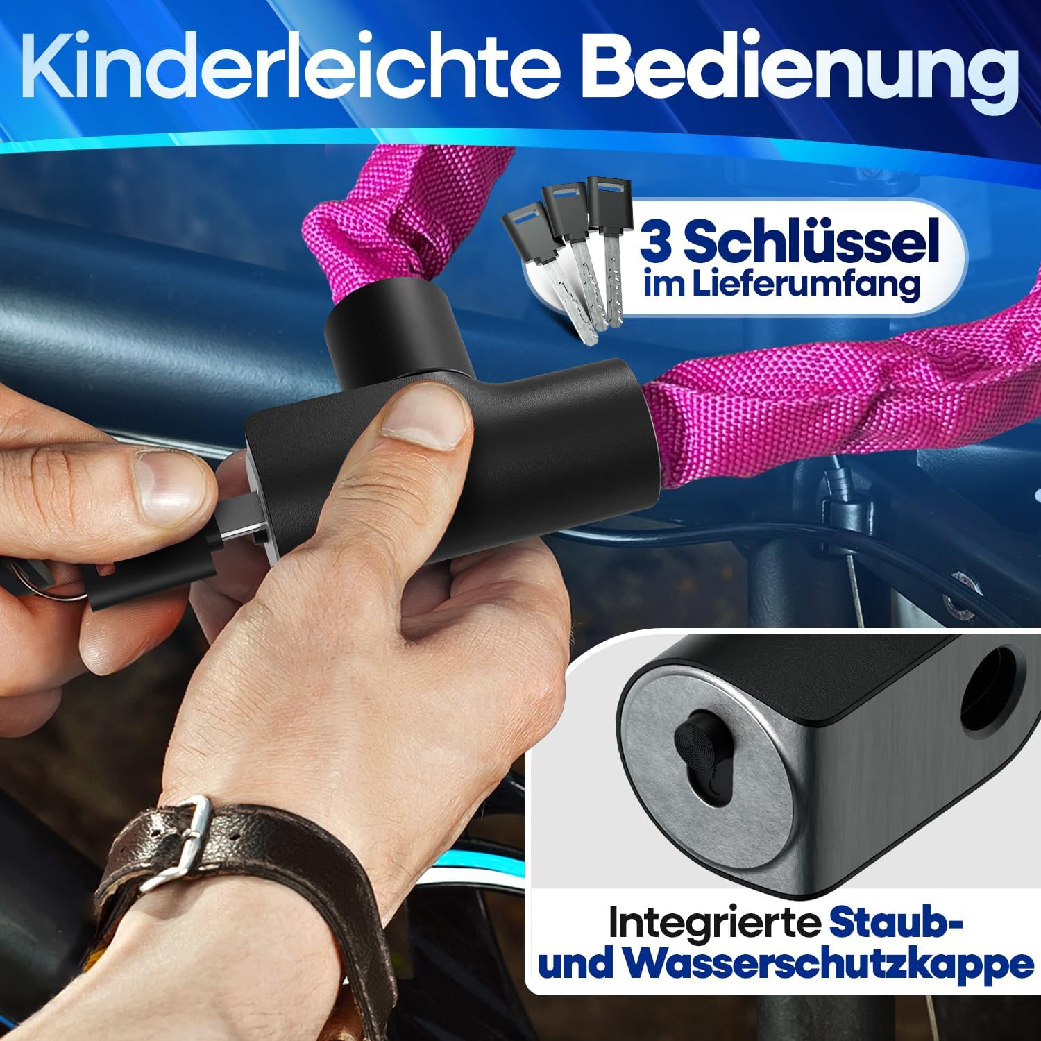 NEXTCOVER Fahrradschloss LockOne mit Zahlencode SAFESECURE Zahlenschloss hohe Sicherheit Fahrradschloss Zahlenschloss robustes & langlebiges Kettenschloss Fahrrad Bike Lock