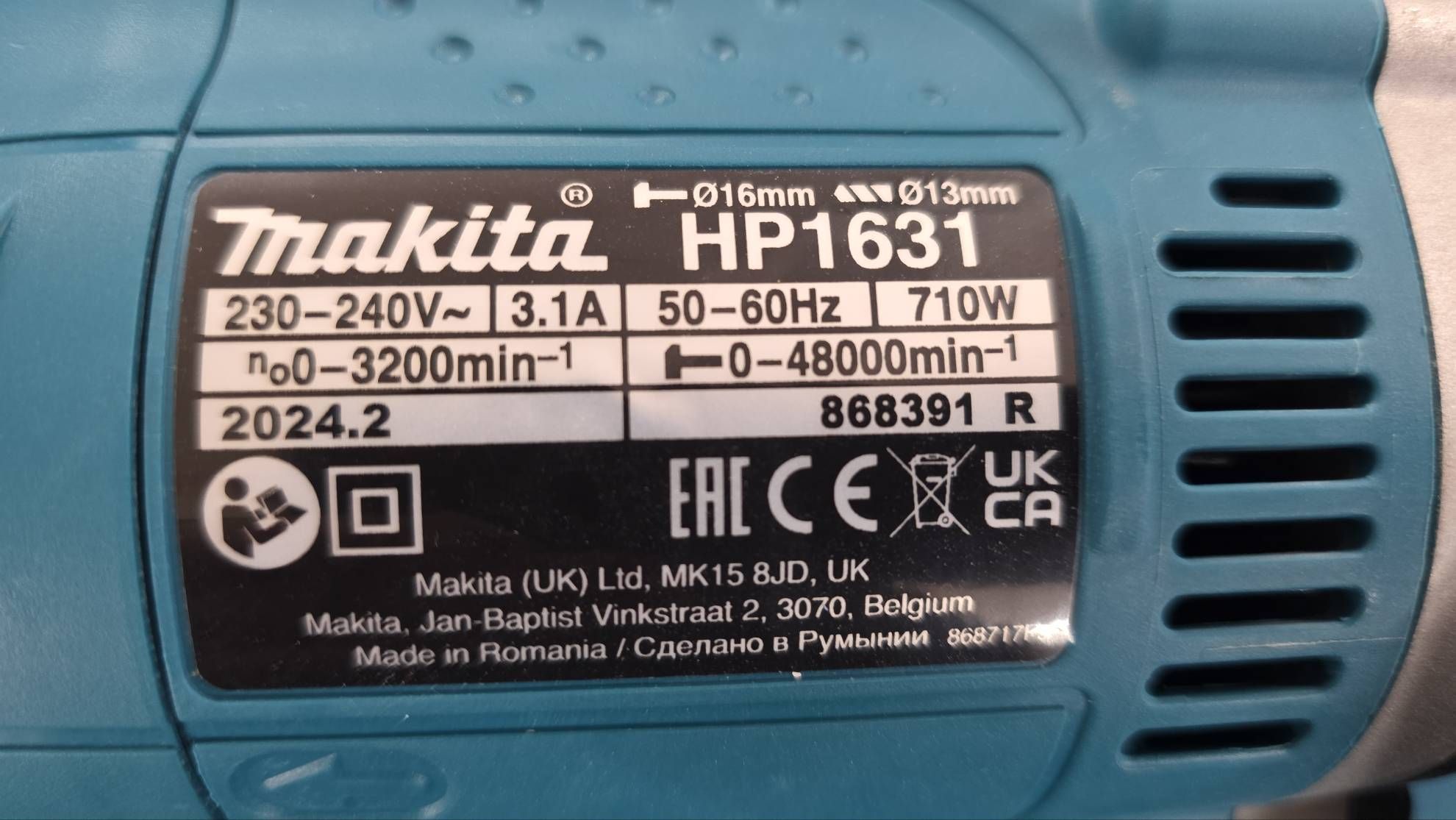 Makita HP1631KX3 Schlagbohrmaschine 710W #E723
