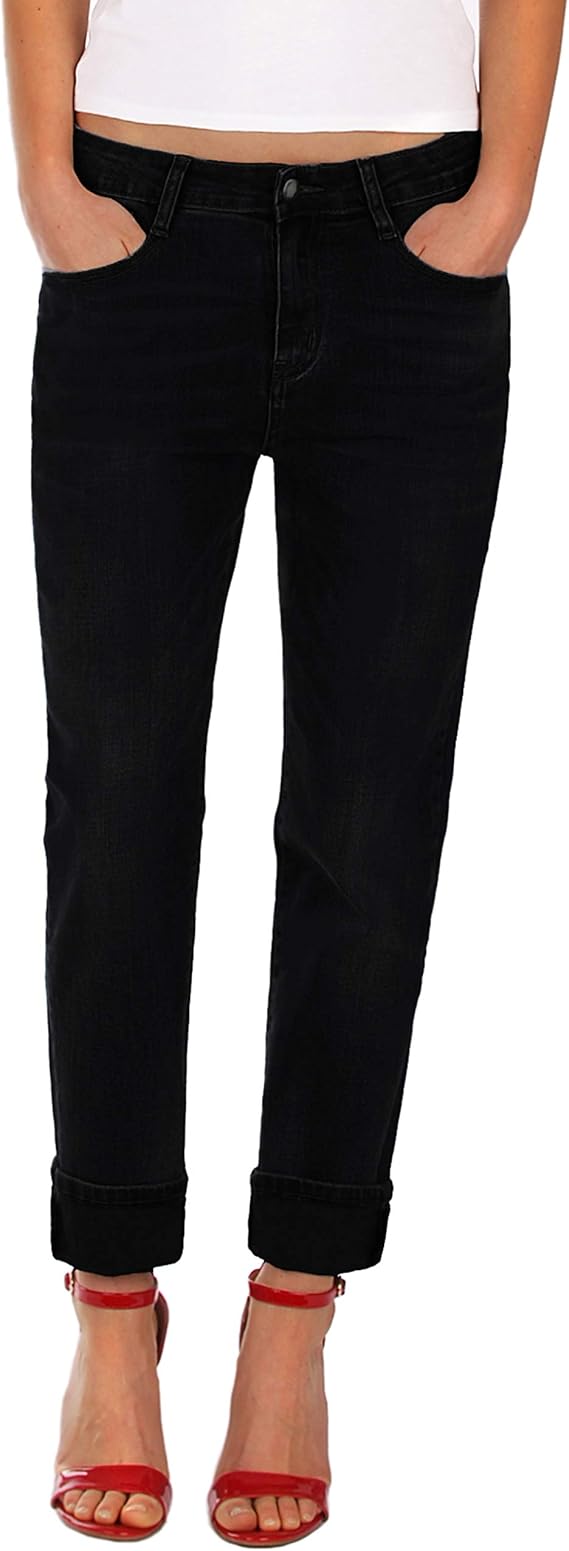 Fraternel Damen Jeans Hose Boyfriend Baggy Stretch Relaxed schwarz Gr. 44/XXL