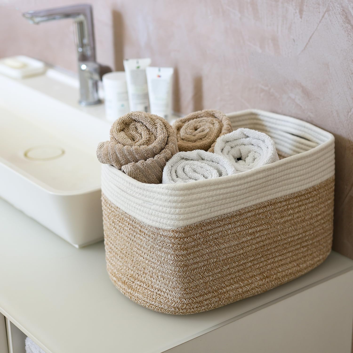 HMF Aufbewahrungskorb 3er Set 37,5x25x22,5 weiß