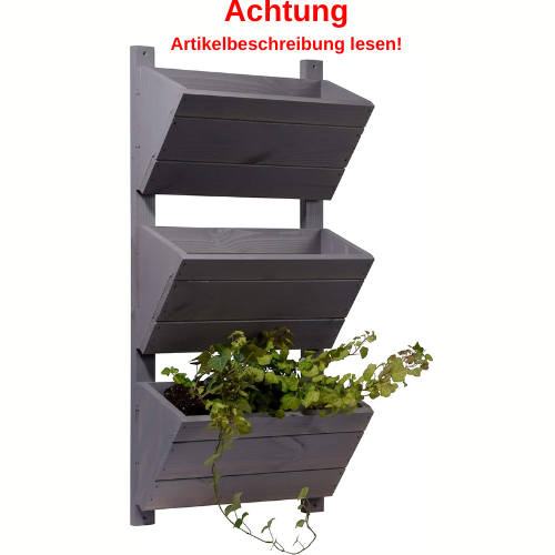 Dobar Wandbeet mit 3 Pflanzkästen grau #DH5