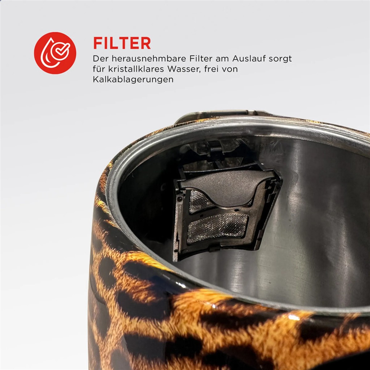 Trendy Panther Electric Kettle - Stylischer elektrischer Wasserkocher mit Panther-Print für moderne Küchen
