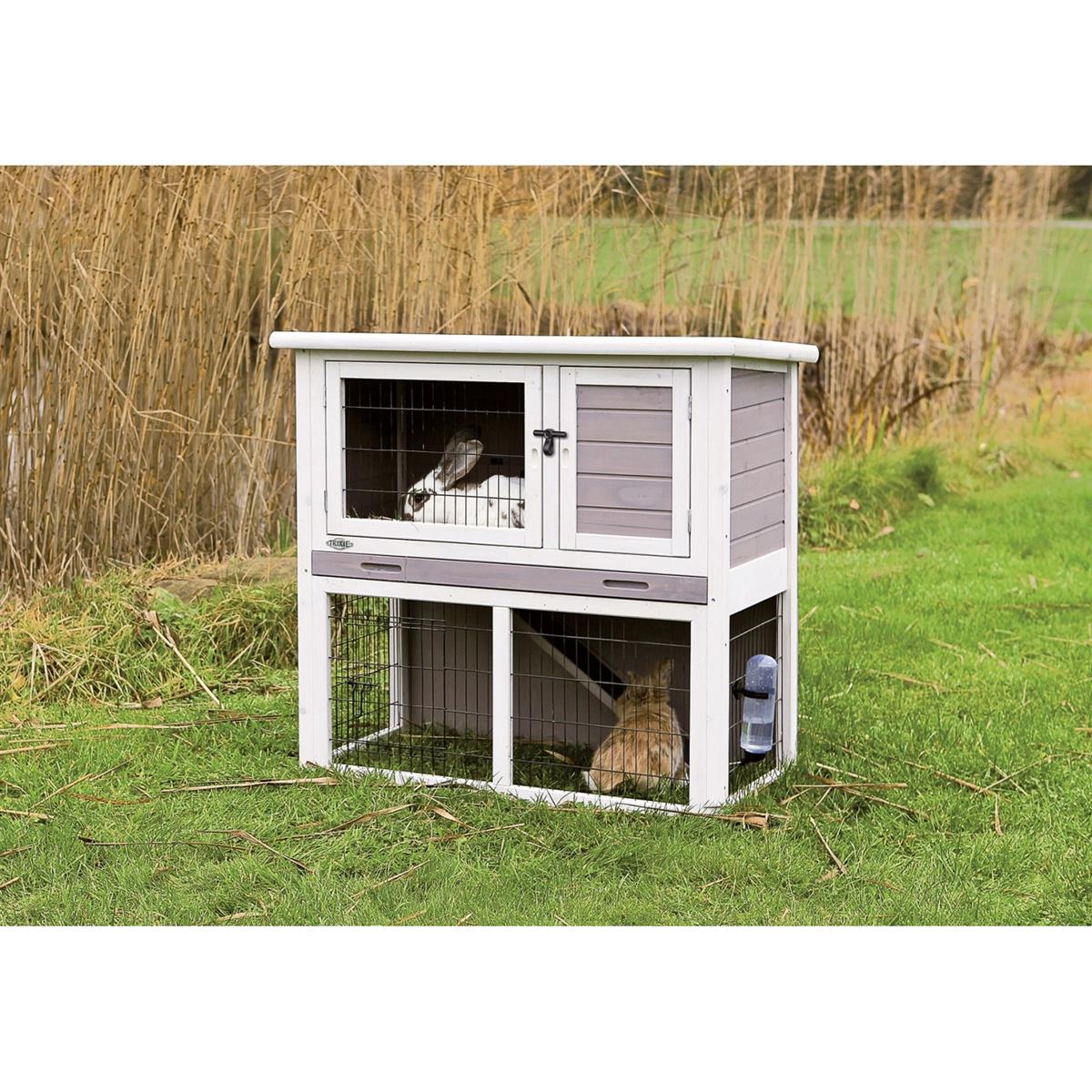 Trixie Kleintierstall Natura mit Freilaufgehege 104 cm x 97 cm x 52 cm Grau/Weiß