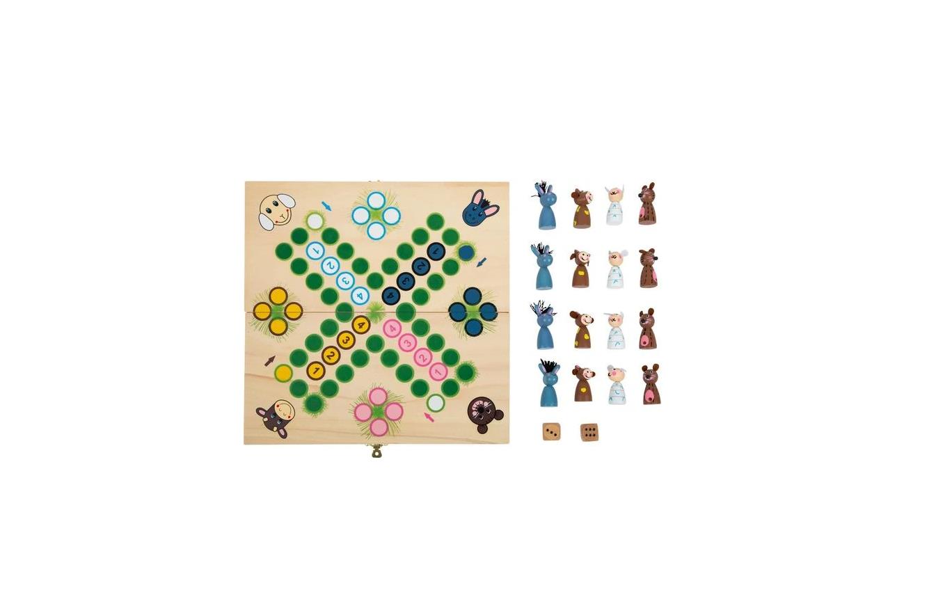 Small foot 6257 - Ludo Farmtiere Würfelspiel Holz, 29 cm