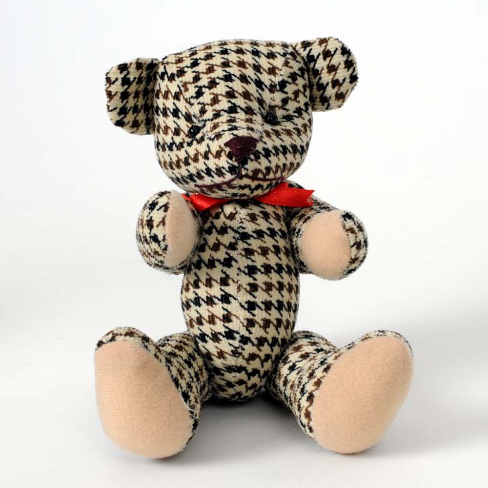Teddybär, Popart Teddy, Stofftier aus toll gemusterten Stoffen: Glencheck, Gingham, Hahnentritt, Mil