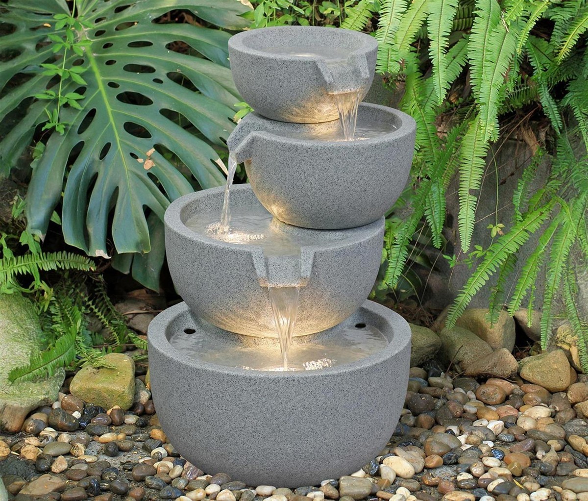 steinfontäne, gartenteich, wasserfontäne, granit, pebble garden decor
