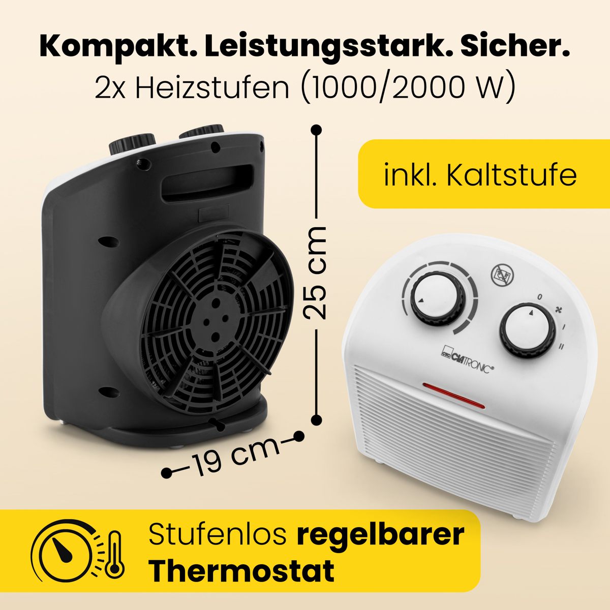 Clatronic Heizlüfter HL 3761 weiß Haushaltsgerät Heizgerät heizen wärmen