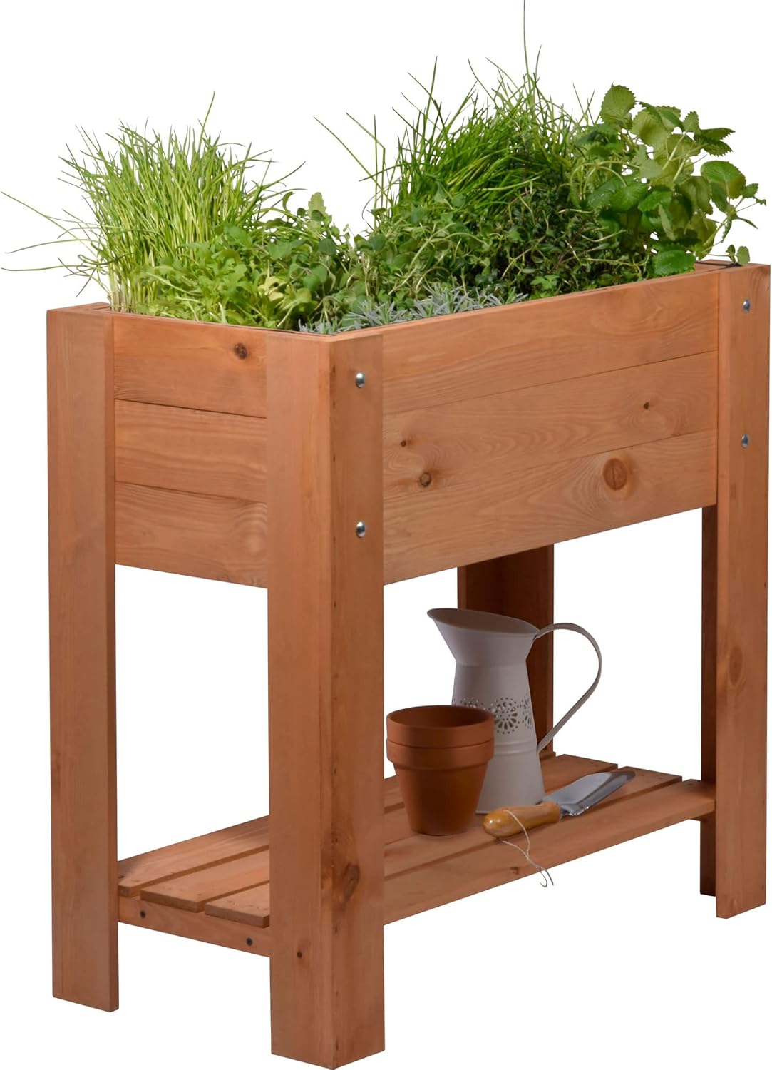 dobar Hochbeet Urban mit Ablagefläche Erhöhtes Gemüsebeet Salatbeet aus Massiv-Holz Pflanzkasten für Balkon/Garten/Terrasse 80 x 40 x 78 cm Braun