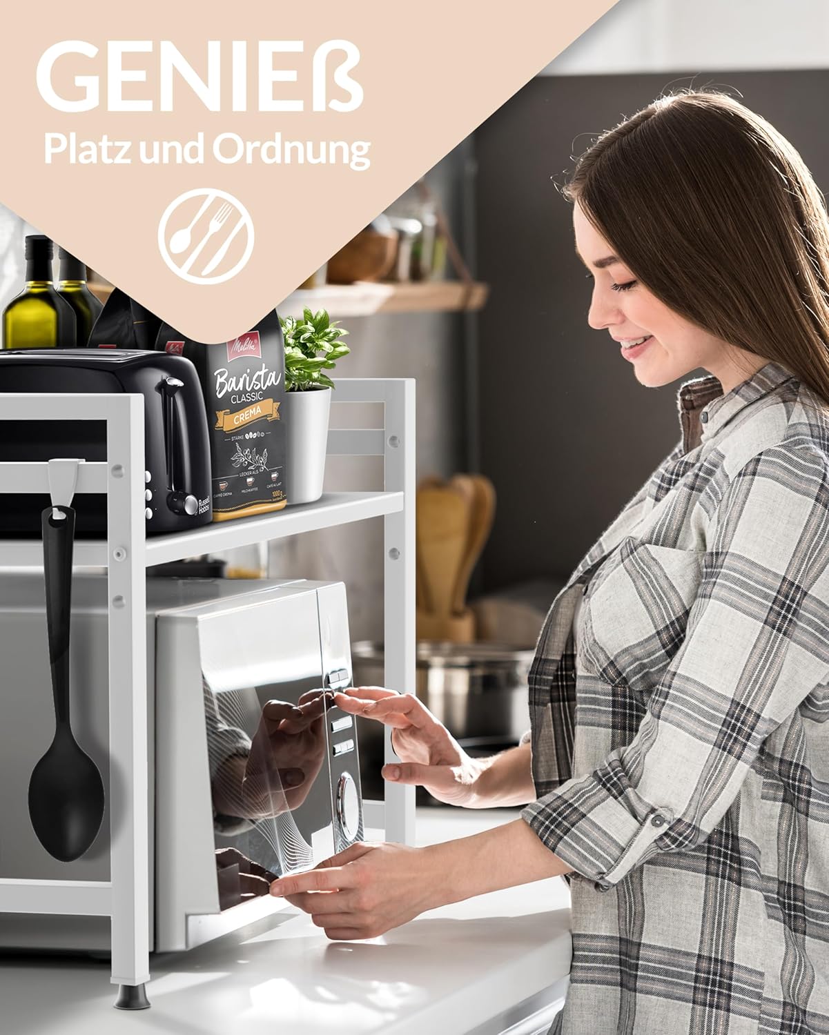 Heldenwunder Mikrowellenregal 2-stufig weiss Küchenregal #B202