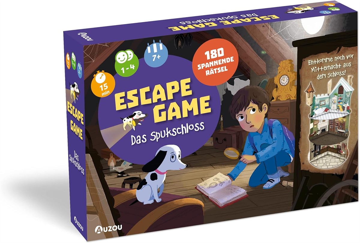 Escape Game, Spukschloss, Detektivspiel, Kofferbox, 180 Rätsel